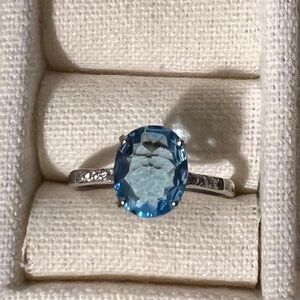 Elegant Blue Gemstone Silver Ring